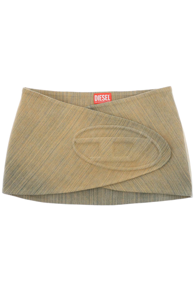 Shop Diesel De-lori-fsd Denim Micro Skirt In Denim (beige)