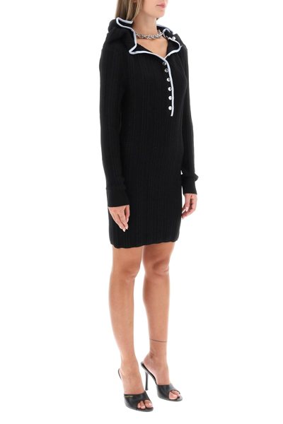 Shop Y/project Merino Wool Dress With Necklace In Evergreen Black (black)