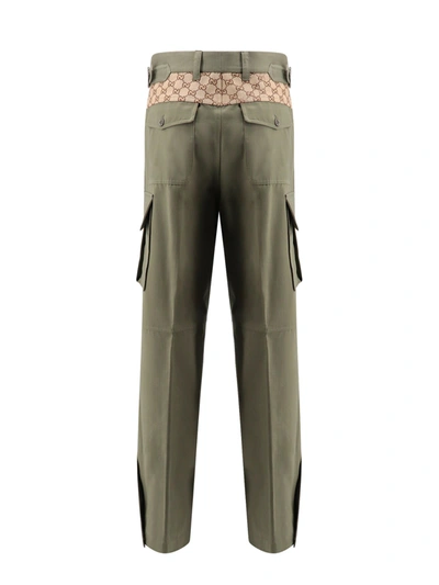 Shop Gucci Cotton Cargo Trouser With Gg Fabric Inserts