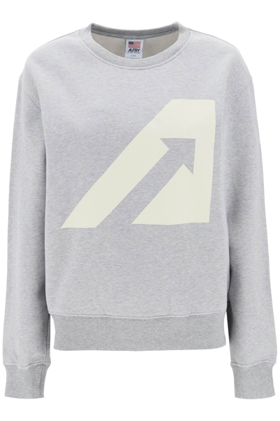 Shop Autry Icon Crew-neck Sweatshirt In Melange (grey)