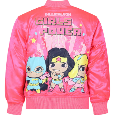 Shop Billieblush Fuchsia Bomber For Girl With Wonder Woman