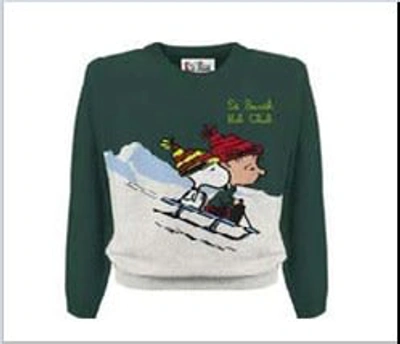Shop Mc2 Saint Barth Green Sweater For Boy With Snoopy