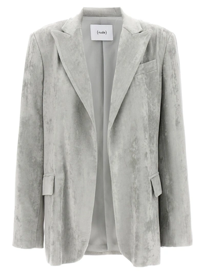 Shop Nude Velvet Blazer Jackets Gray