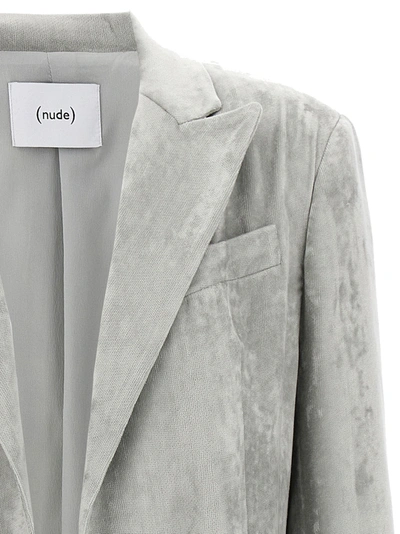 Nude Grey Velvet Blazer