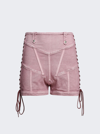 Shop Jean Paul Gaultier X Knwls Washed Laced Mini Shorts In Lilac