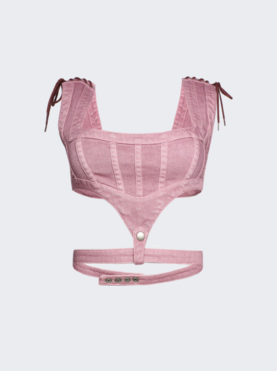 Shop Jean Paul Gaultier X Knwls Washed Laced Crop Top In Lilac