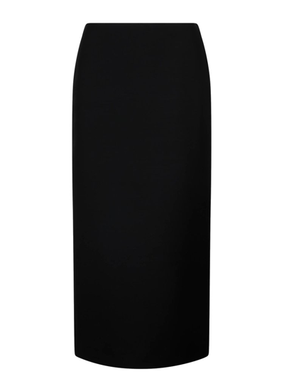 Shop Valentino Crepe Couture Midi Skirt In Black