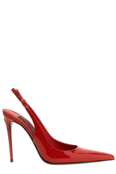 Shop Dolce & Gabbana Pointed Toe Slingback Pumps In Red
