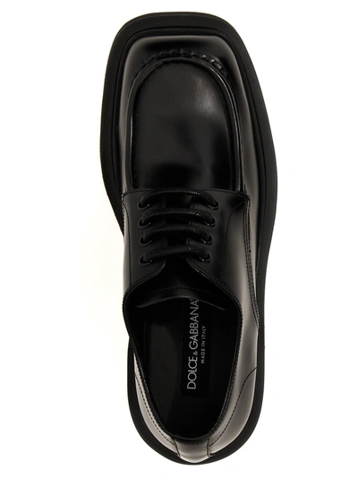 Shop Dolce & Gabbana Brushed Leather Derby Lace Up Shoes In Black