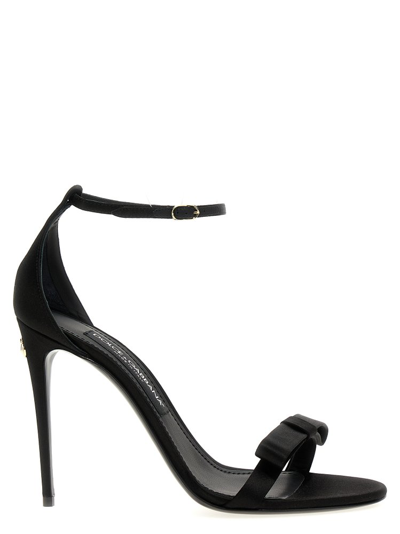 Shop Dolce & Gabbana Bow Detailed Ankle Strap Sandals In Black