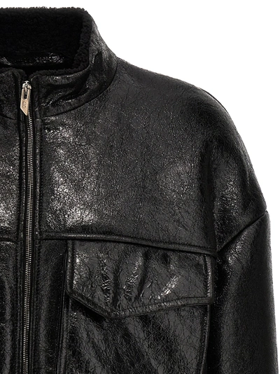 Shop Salvatore Santoro Craclè Leather Jacket Casual Jackets, Parka In Black