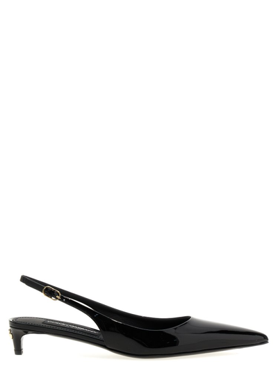 Shop Dolce & Gabbana Pointed Toe Slingback Pumps In Black