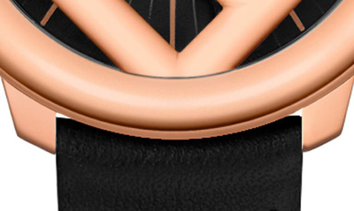 Shop Fendi Run Away Leather Strap Watch, 36mm In Rose Gold/ Black/ Rose Gold