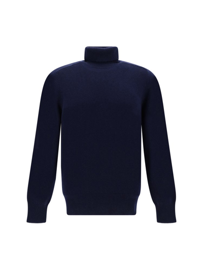 Shop Brunello Cucinelli Turtleneck Knitted Jumper In Blue