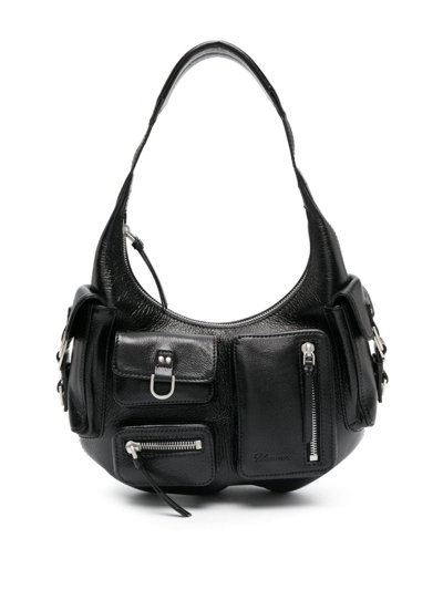 Shop Blumarine Black Pocket Large Shoulder Bag In Nero