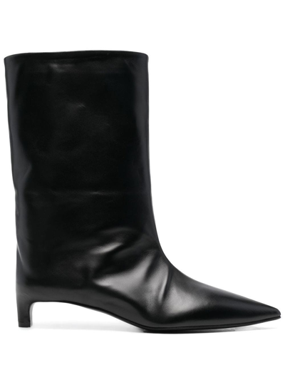 Shop Jil Sander Black Pointed Ankle Boots In Nero