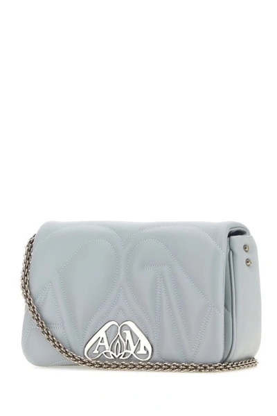 Shop Alexander Mcqueen Woman Powder Blue Leather Small Seal Shoulder Bag