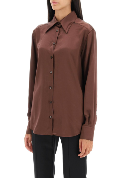 Shop Dolce & Gabbana Silk Satin Shirt Women In Brown
