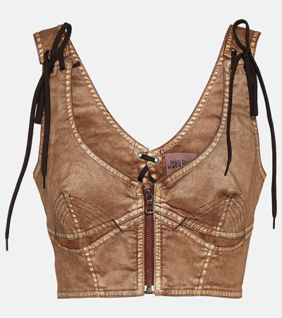 Jean Paul Gaultier X Knwls Laced Crop Top In Brown
