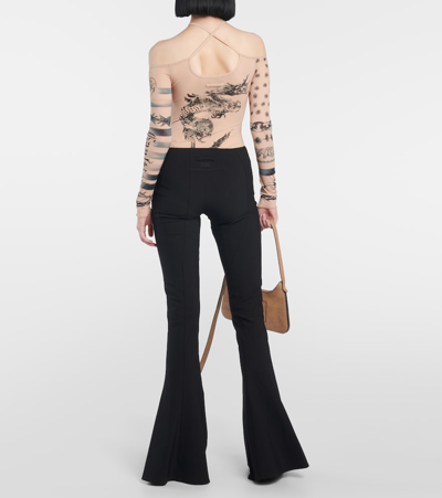 Shop Jean Paul Gaultier X Knwls Cutout Flared Pants In Black