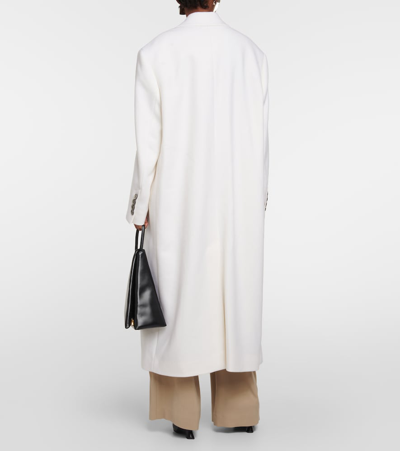 Shop Ami Alexandre Mattiussi Double-breasted Wool-blend Overcoat In White