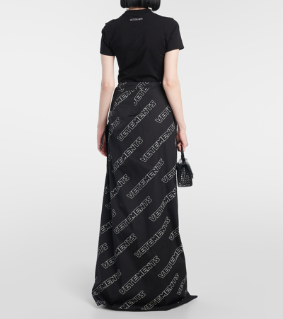 Shop Vetements Logo Cotton Wrap Skirt In Black