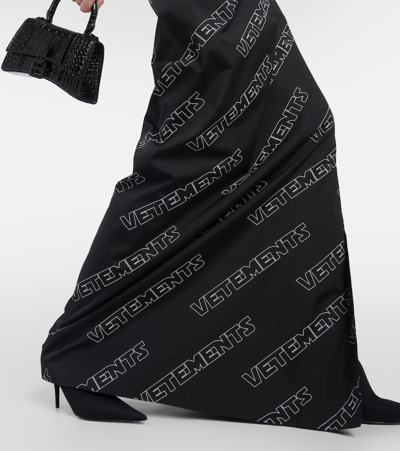Shop Vetements Logo Cotton Wrap Skirt In Black