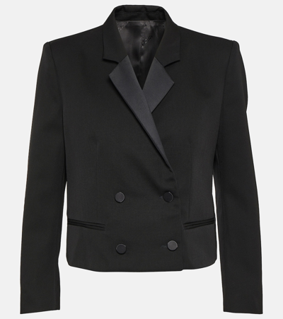 Shop Isabel Marant Hastagd Cropped Wool Tuxedo Jacket In Black