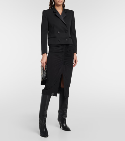 Shop Isabel Marant Hastagd Cropped Wool Tuxedo Jacket In Black