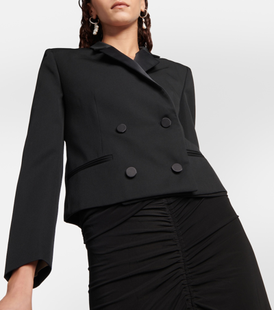 Shop Isabel Marant Hastagd Cropped Wool Tuxedo Jacket In Black