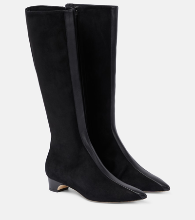 Shop Manolo Blahnik Gandulapla Suede Knee-high Boots In Black