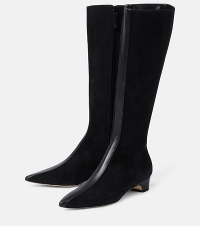 Shop Manolo Blahnik Gandulapla Suede Knee-high Boots In Black