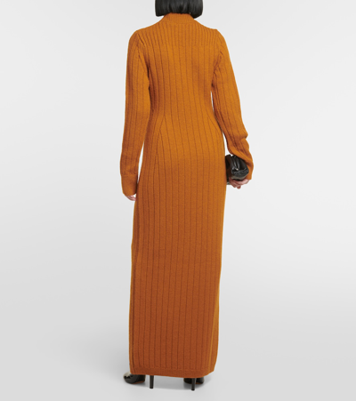 Shop Dries Van Noten Teagan Cable-knit Wool Maxi Dress In Orange