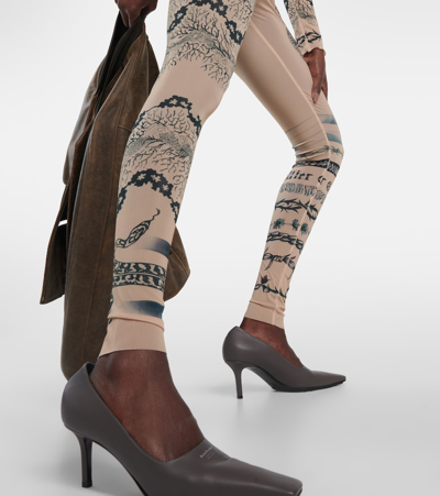Shop Jean Paul Gaultier X Knwls Printed Mesh Leggings In Multicoloured
