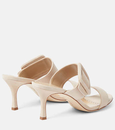 Shop Manolo Blahnik Gable Suede Sandals In Beige