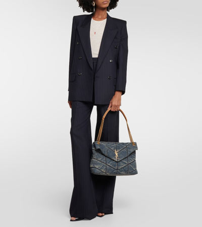 Saint Laurent Puffer Medium Shoulder Bag In Blue
