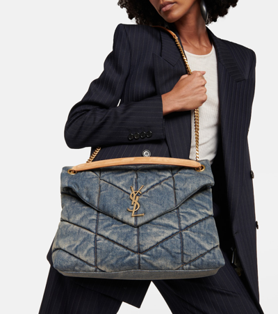 Saint Laurent Puffer Medium Shoulder Bag In Blue