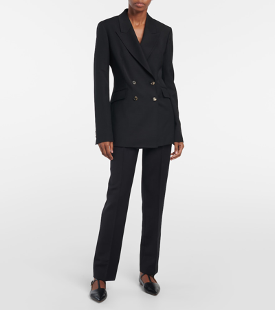 Gabriela Hearst Francisco High-rise Wide-leg Wool Pants In Black