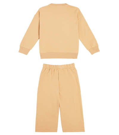 Shop Il Gufo Fleece Sweatshirt And Sweatpants Set In Brown