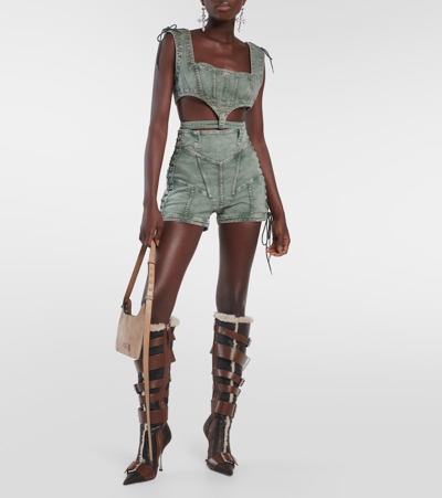 Jean Paul Gaultier Gray Knwls Edition Denim Tank Top In Green