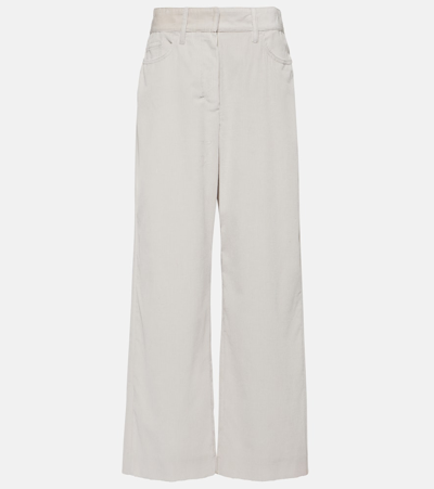 Shop 's Max Mara Helier Velvet Wide-leg Pants In Neutrals