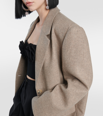 Shop Magda Butrym Wool Cashmere And Silk Coat In Brown