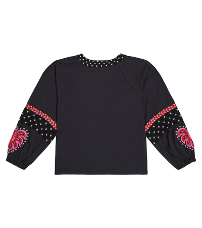 Scotch & Soda Embroidered Cotton Top In Blue
