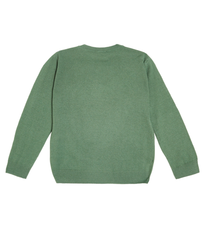 Il Gufo Boys Green Wool Knit Wolf Sweater In Green
