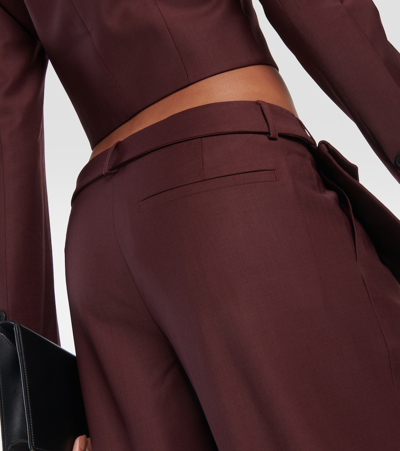 Aya Muse Sylvia Mid-rise Straight Wool Pants In Burgundy