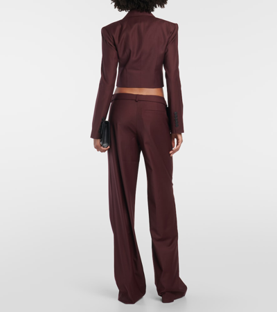 Aya Muse Sylvia Mid-rise Straight Wool Pants In Burgundy