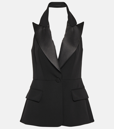 Shop Max Mara Aletta Halterneck Wool Vest In Black