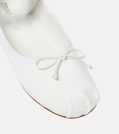 Miu Miu Leather Mary Jane Ballerina Flats In White