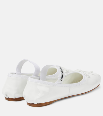 Miu Miu Leather Mary Jane Ballerina Flats In White