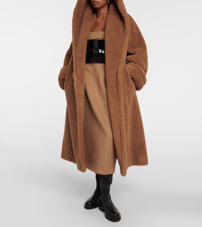 Shop Max Mara Apogeo Camel Hair And Silk Teddy Coat In Brown